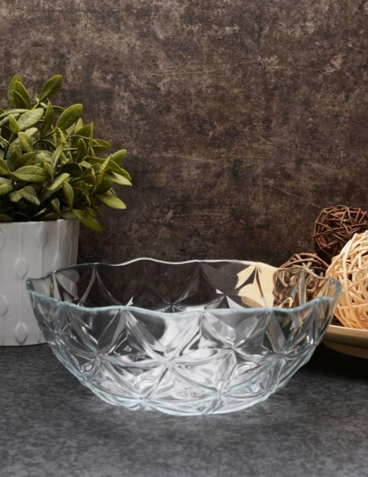 Pasabahce Clear glass bowl with diamond pattern