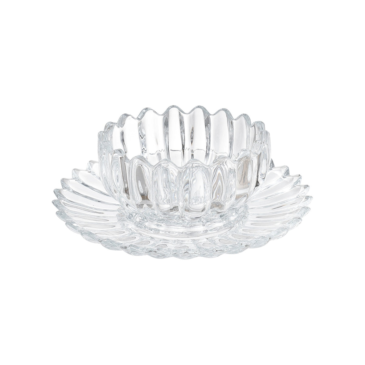DIAMONDS Artisan Glass Dessert Bowl & Saucer Set (12-Piece Set)