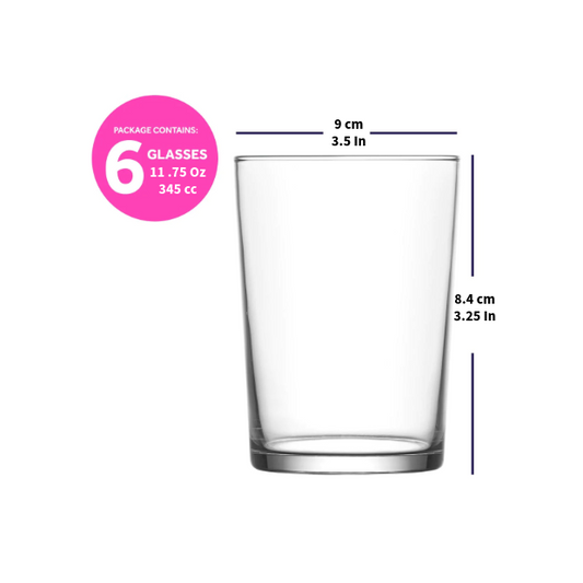 LAV Bodega 6-Piece Drinking Glasses Set, 11.75 Oz