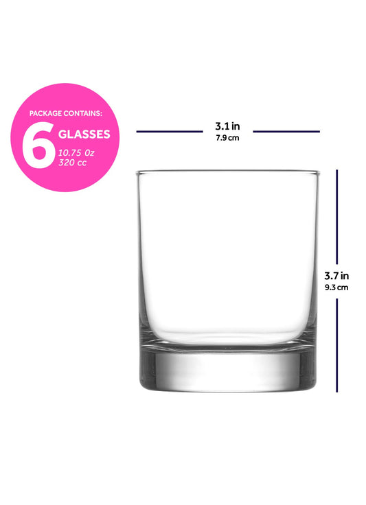 LAV Ada 6-Piece Whiskey Glasses Set, 10.25 oz