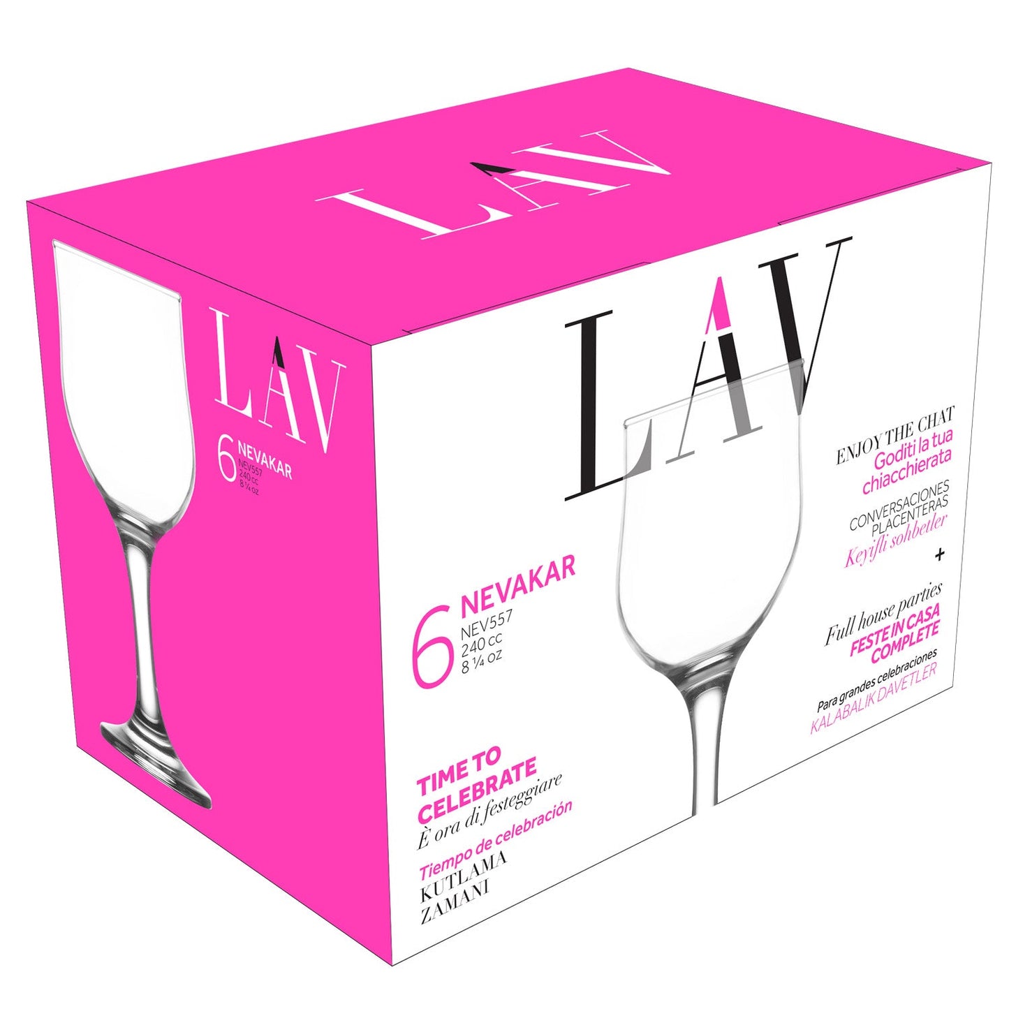 LAV Nevakar 6-Piece Wine Glasses Set, 8.25 oz