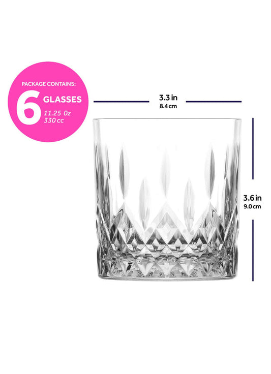 LAV Odin 6-Piece Old Fashioned Glasses, 11.25 oz