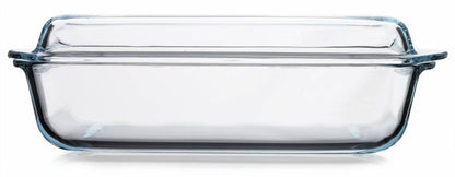 Pasabahce Borcam 2.75 L Rectangular Glass Casserole with Lid – Oven-Safe Bakeware