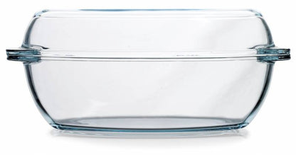 Pasabahce Borcam Oval Glass Casserole with Lid – 2.85 L | Oven‑Safe Covered Dish