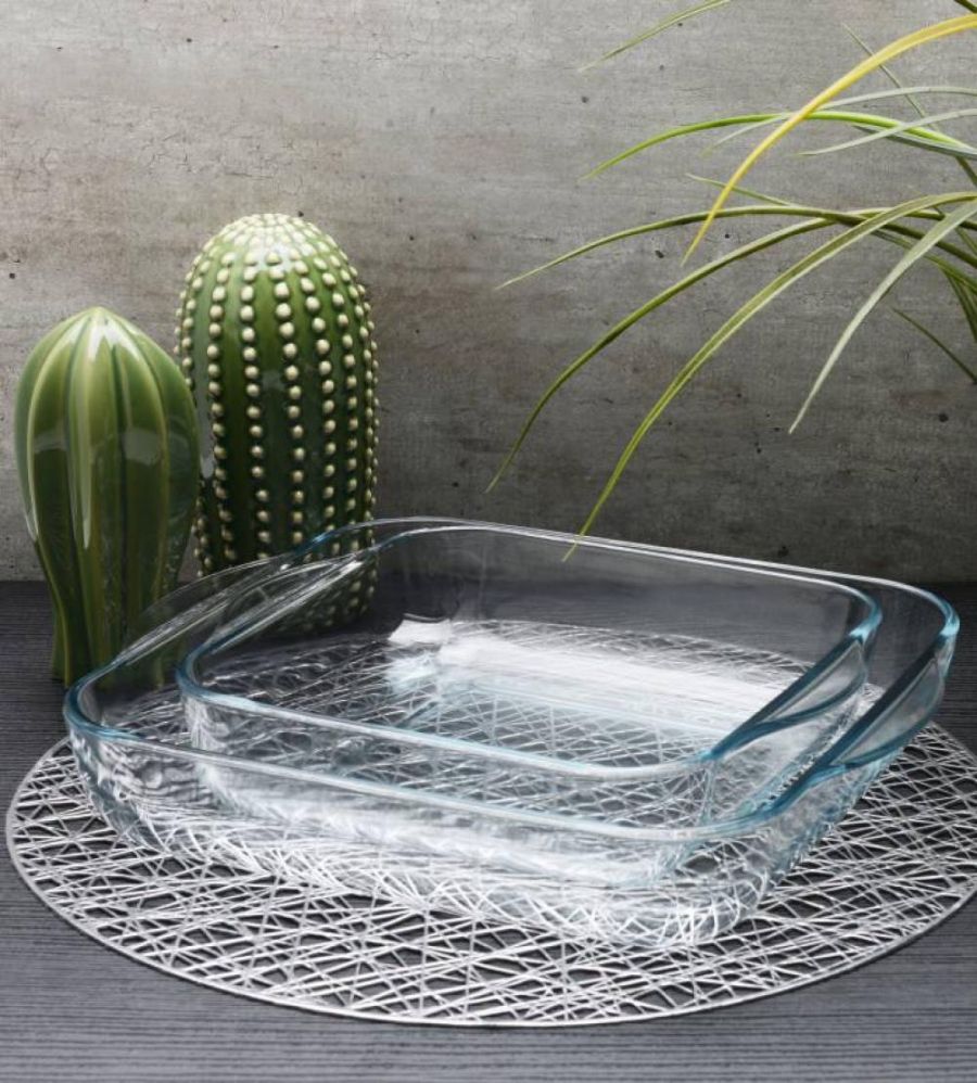 Pasabahce Borcam 2-Piece Square Glass Casserole & Baking Tray Set (59024 + 59034)