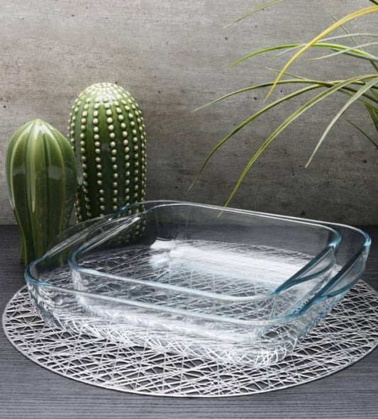 Pasabahce Borcam 2-Piece Square Glass Bakeware Set – 1.9L & 3.20L