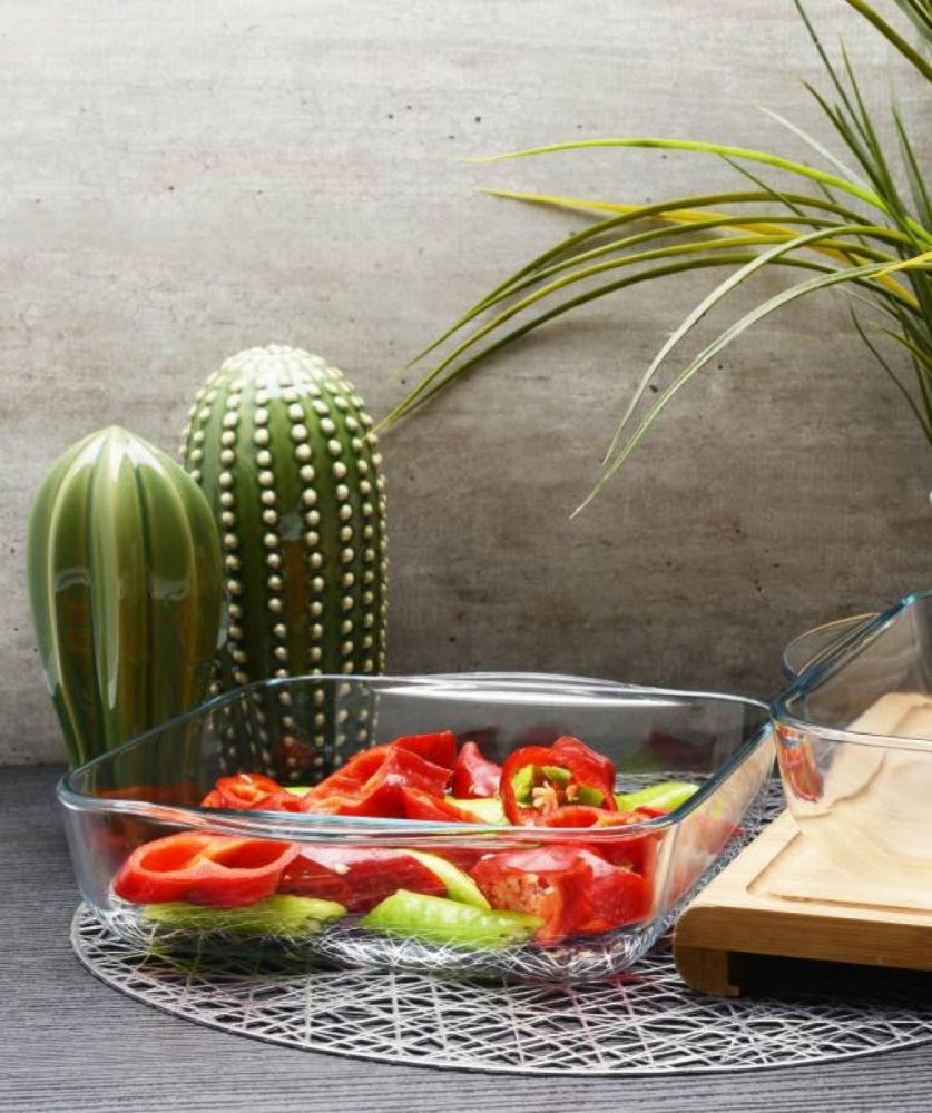 Pasabahce Borcam 2-Piece Square Glass Bakeware Set – 1.9L & 3.20L
