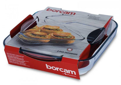 Pasabahce Borcam 2-Piece Square Glass Bakeware Set – 1.9L & 3.20L