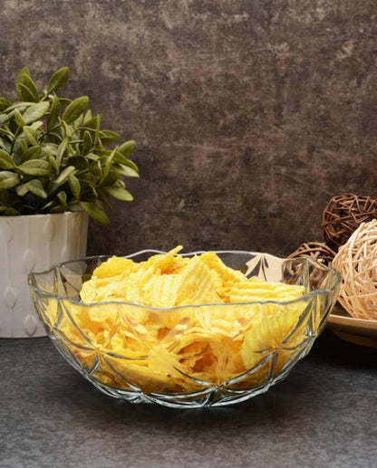 Pasabahce Clear glass bowl with diamond pattern 