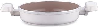 Korkmaz Ornella Sera Vanilla Cream Granite Deep Casserole Pot with Glass Lid 20x10.5 cm - A3971