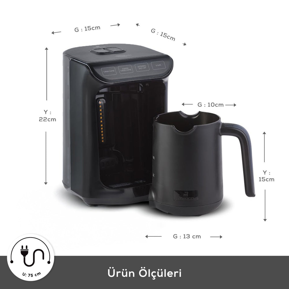 Karaca Hatır Türk Kahve Makinesi - Parlak Siyah (Turkish Coffee Machine Shiny Black)
