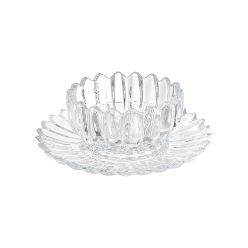 DIAMONDS Artisan Glass Dessert Bowl & Saucer Set (12-Piece Set)