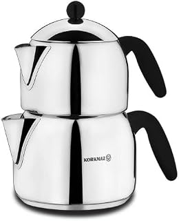 Korkmaz Orbit Midi 18/10 Stainless Steel Stovetop Double Turkish Teapot Set - A037
