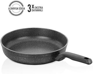 Korkmaz Ornella Sera Vanilla Cream Granite Deep Casserole Pot with Glass Lid 28x14.5 cm - A3973