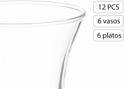 Pasabahce Turkish Tea Glasses and Saucers 12-Piece Set, 4 oz