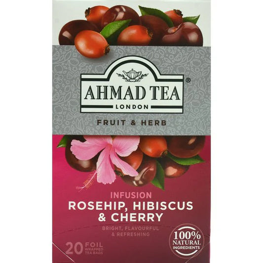 Ahmad Rosehip, Hibiscus & Cherry Herbal Tea | 20 Tea Bags - 1.4 oz.