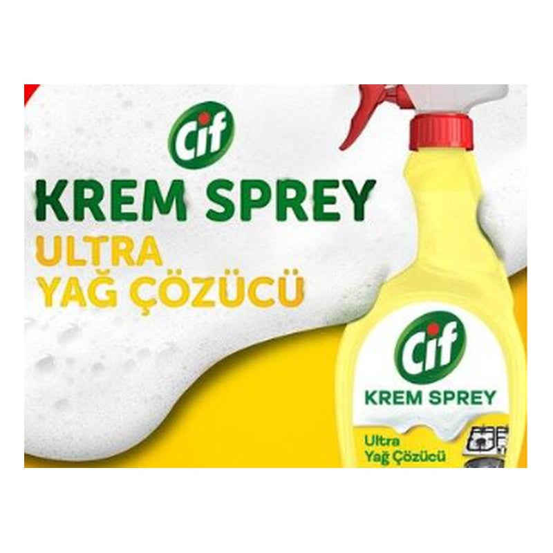 Cif Cream Spray Ultra Kitchen Degreaser with Lemon (Ultra Yağ Çözücü Krem Sprey) - 750ml