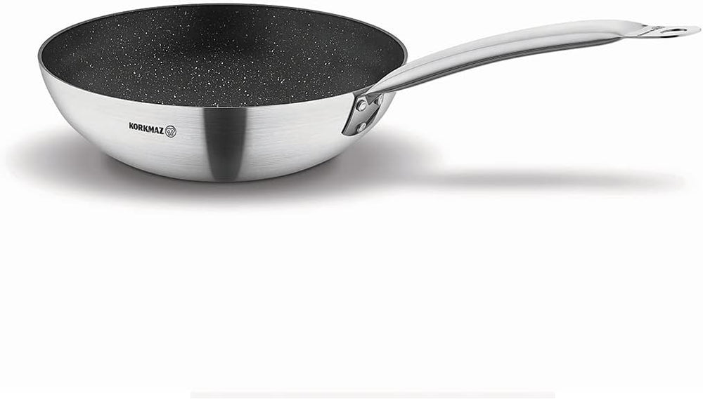 Korkmaz Proline Gastro Fry Pan 11-Inch, Nonstick Granite Inner Coating A2854 silver11 inch
