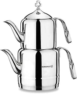 Korkmaz Çintemani 18/10 Stainless Steel Stovetop Double Turkish Teapot Set - A211