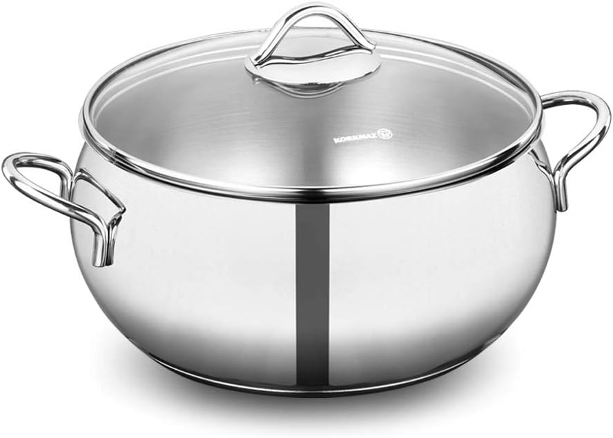 Korkmaz Tombik High-End Stainless Steel Induction-ready Casseroles, Low Casseroles with Tri-Ply Encapsulated Base (Casserole - 2.6 Qt)