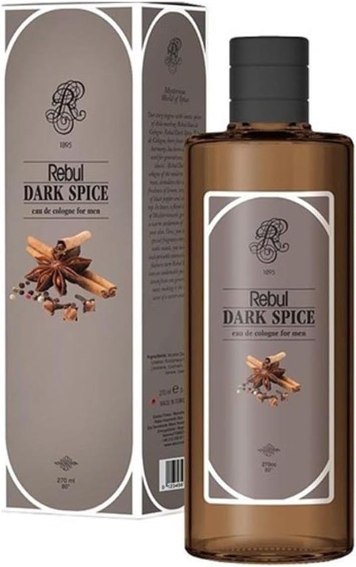 Rebul Dark Spice Eau De Cologne (Kolonya) - 270ml Glass Bottle