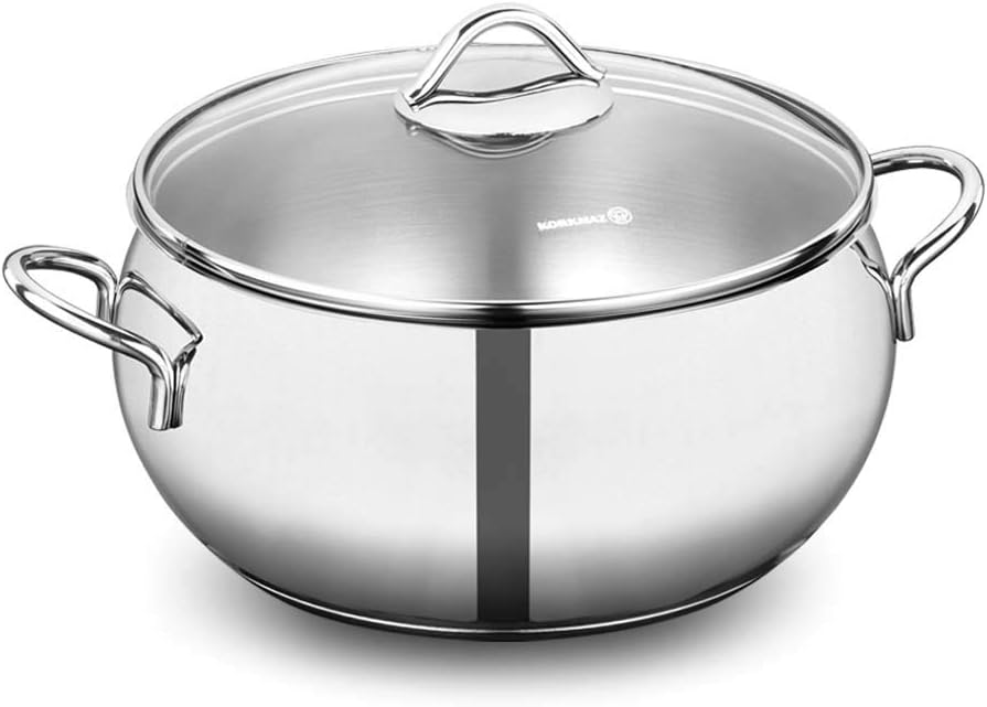 (Casserole - 3.5l) - Korkmaz Tombik High-End Stainless Steel Induction-ready Casseroles, Low Casseroles with Tri-Ply Encapsulated Base (Casserole - 3.5l)