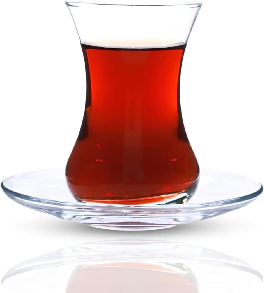 yersiz Set of 6 Turkish Tea Glasses with Saucers Set of 6 Moroccan Arabic Tea Cups