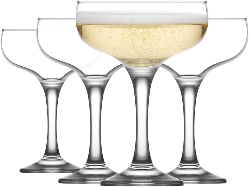 LAV Small Champagne Coupe Cocktail Glasses Set of 6 - Margarita, Martini, Wine Vintage Glassware - 7.9 oz - Elegant, Classy Birthday, Bachelorette Party Gift for Bride, Champagne Tower, Home, Bar