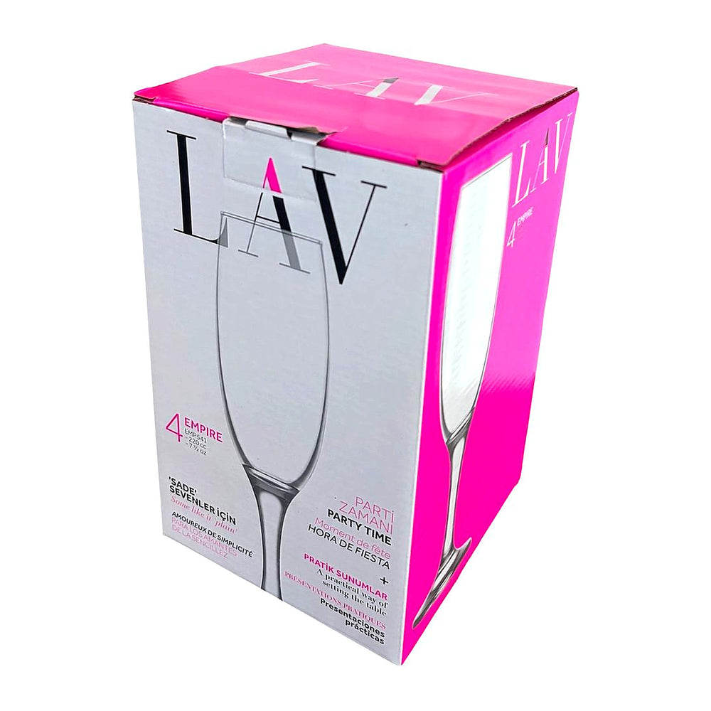LAV Empire Champagne Flutes (Set of 4) - 220 ml (7.5 oz) - EMP541D
