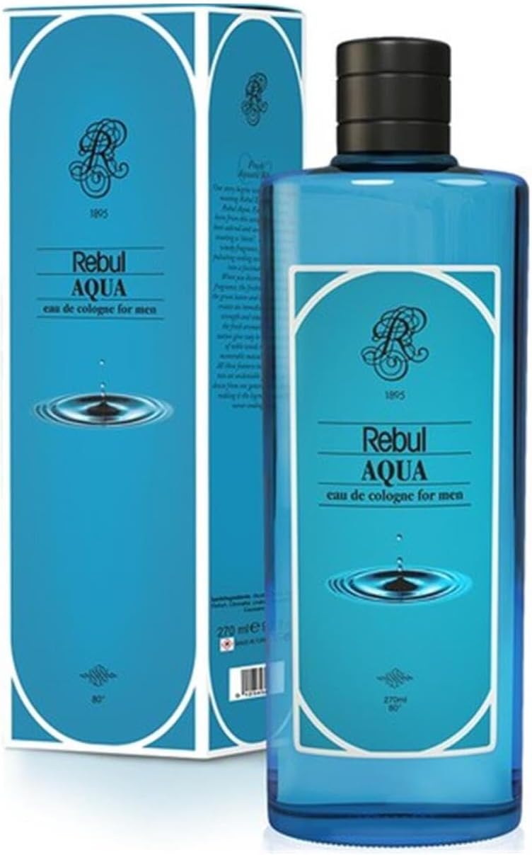 Rebul Aqua Eau De Cologne For Men (Kolonya) - 270ml glass bottle