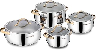 Korkmaz Samara 8-Piece Premium 18/10 Stainless Steel Induction Cookware Pots and Pans Set - A1964