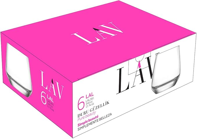 LAV Lal 6-Piece Clear Glass Tumblers Set, 11.75 oz
