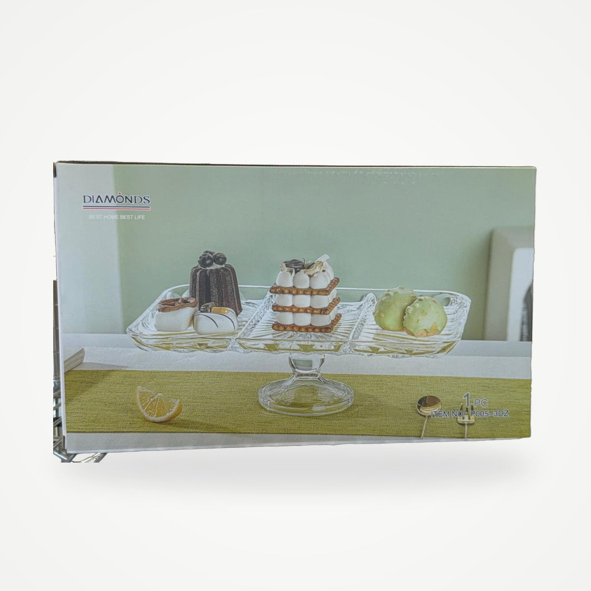 DIAMONDS P005-3DZ 3-Section Footed Serving Platter Gift Box Packaging