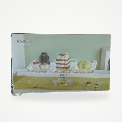 DIAMONDS P005-3DZ 3-Section Footed Serving Platter Gift Box Packaging