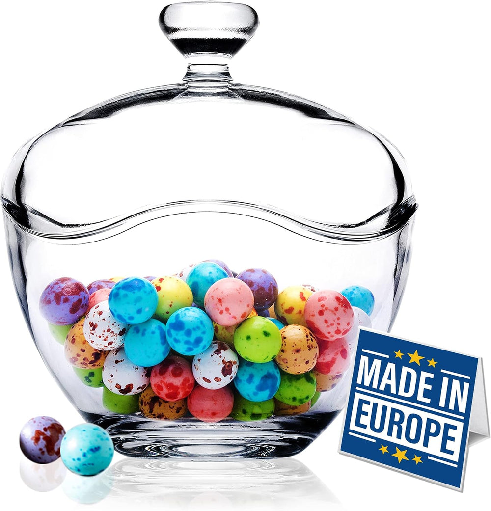 Volarium Glass Candy Jars for Candy Buffet with Lid, Cookie Jar, Apothecary Jar, Food Storage Container, 13 1/2 oz