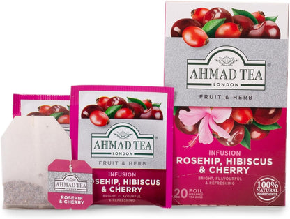 Ahmad Rosehip, Hibiscus & Cherry Herbal Tea | 20 Tea Bags - 1.4 oz.