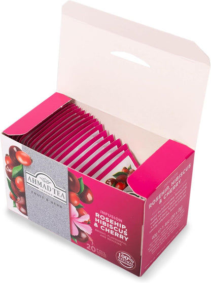 Ahmad Rosehip, Hibiscus & Cherry Herbal Tea | 20 Tea Bags - 1.4 oz.