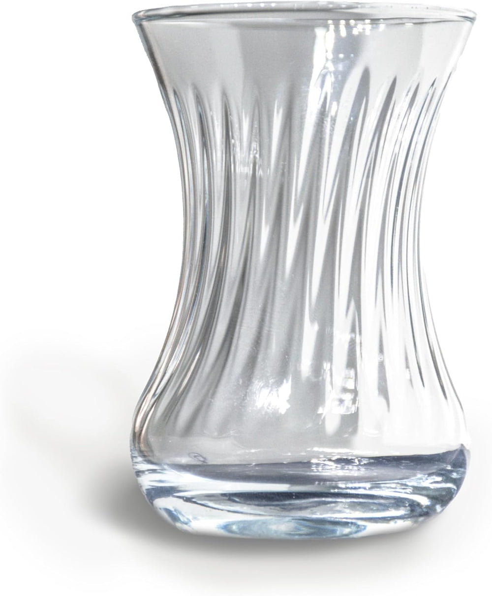 Turkish Tea Glasses Set of 6, Traditional Slim Waist Design with Thick Base