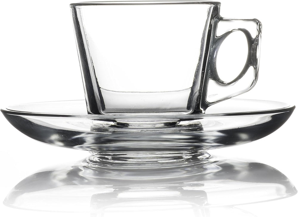 Espresso 12 Pcs Glass Set Include 6 Cups & 6 Saucers