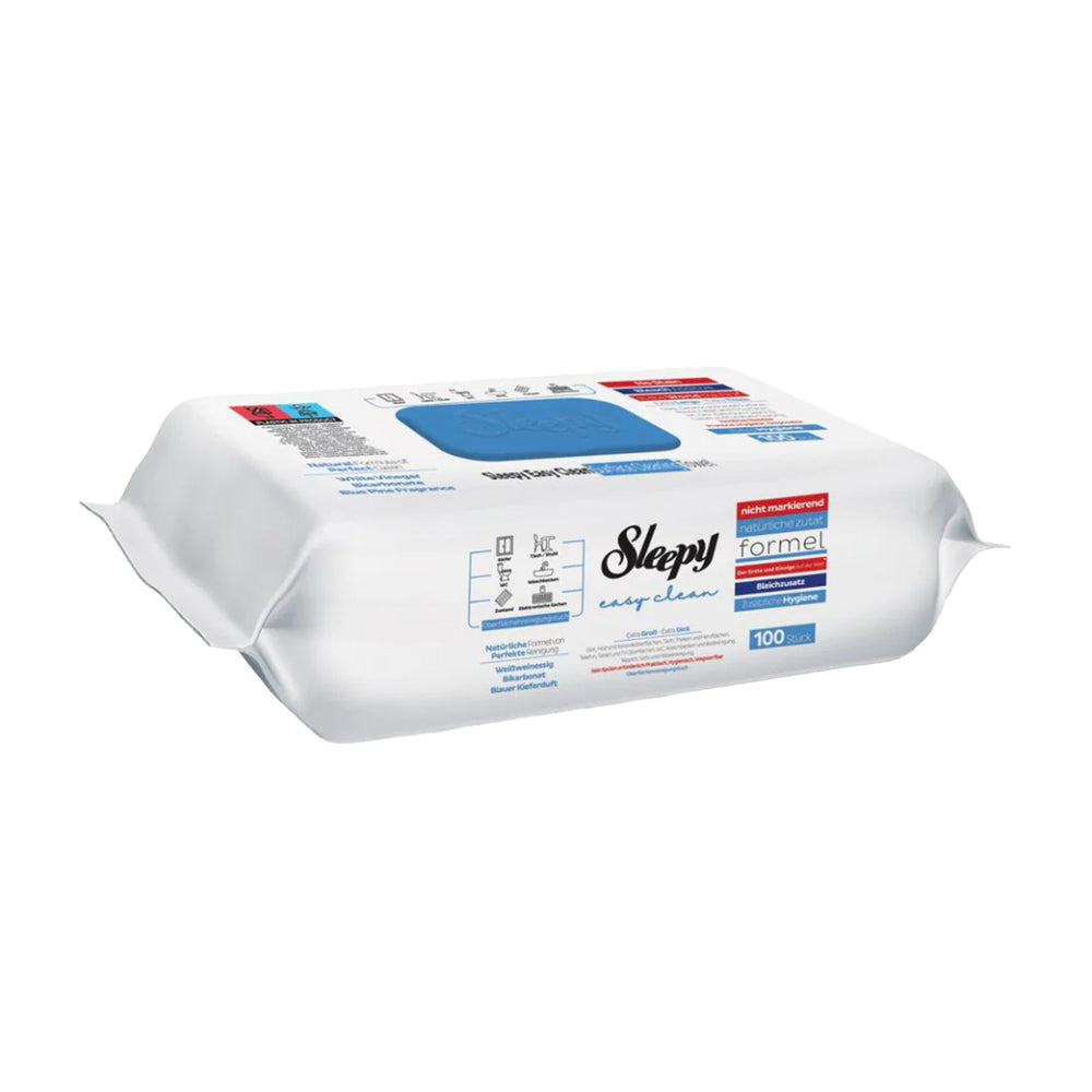 Sleepy Easy Clean Bleach Additive Surface Cleaning Wipes (Blue) - 100 Sheets