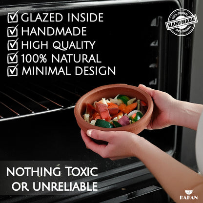 Hakan Athens Clay Bowl Set of 4, Terracotta 5.7-inch Bowls, 14.2 Oz Glazed Inside