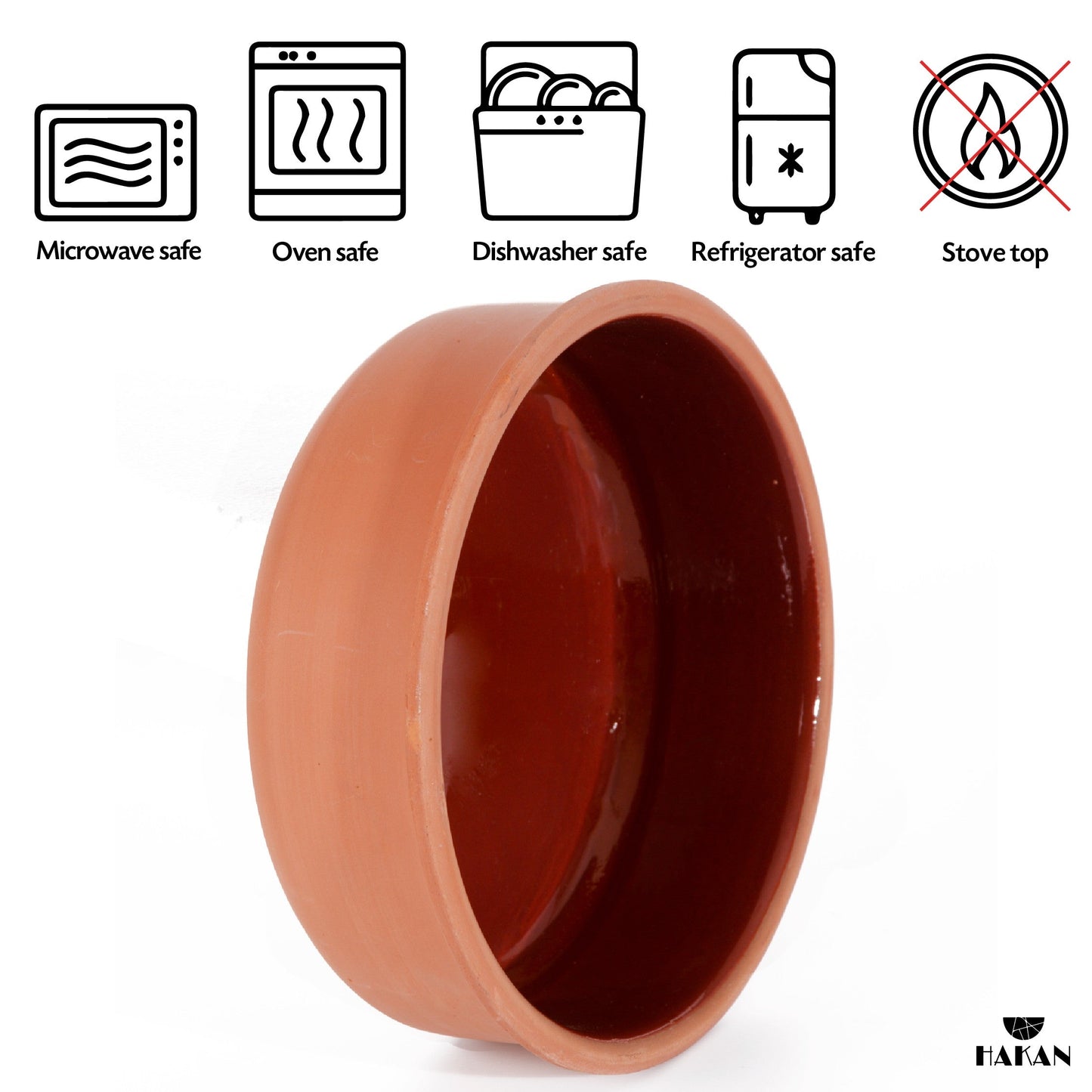 Hakan Athens Clay Bowl Set of 4, Terracotta 5.7-inch Bowls, 14.2 Oz Glazed Inside