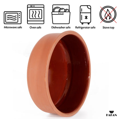 Hakan Athens Clay Bowl Set of 4, Terracotta 5.7-inch Bowls, 14.2 Oz Glazed Inside