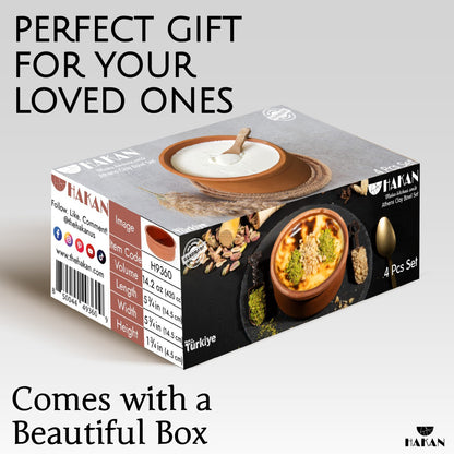 Hakan Athens Clay Bowl Set of 4, Terracotta 5.7-inch Bowls, 14.2 Oz Glazed Inside