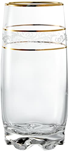 LAV ADR25GY031GF 6 Piece Gold Rim Drinking Glass, Clear