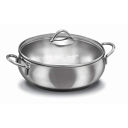 (Low Casserole - 3.8l) - Korkmaz Tombik High-End Stainless Steel Induction-ready Casseroles, Low Casseroles with Tri-Ply Encapsulated Base (Low Casserole - 3.8l)