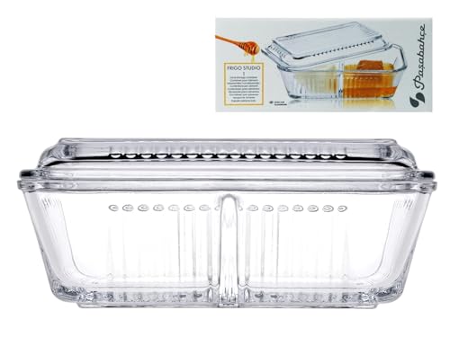 Pasabahce Frigo Butter Dish with Glass Divider W17xP10xH5cm-Transparent Full Fit