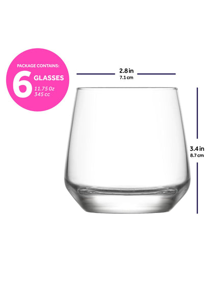 LAV Lal 6-Piece Clear Glass Tumblers Set, 11.75 oz