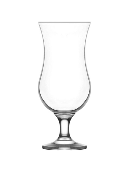 A clear, elegant 6-piece cocktail glass set with a long stem and a heavy base, displayed against a white background.