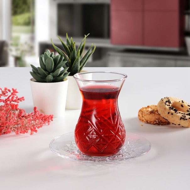 Pasabahce 12-Piece Timeless Old Fashion Design Tea Glasses Set